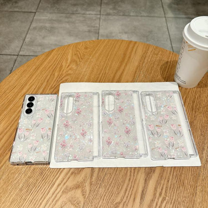 Pearlescent Shell Texture Flower Pattern Phone Case, For Galaxy Z Fold8 Ultra 5G, For Galaxy Z Flip8 5G