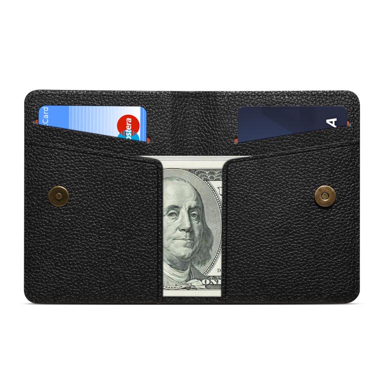 Denior V28 Litchi Texture Magnetic Vegan Leather Wallet Phone Card Holder, V28