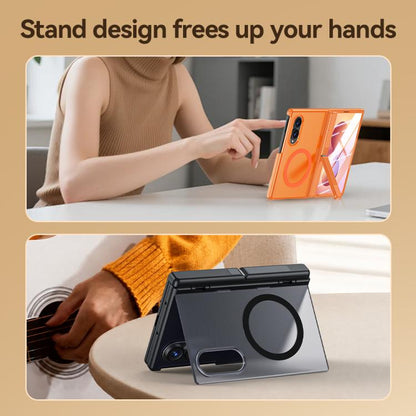 Intergrated Shell And Flim Translucent Hinge Holder Magnetic Phone Case, For Galaxy Z Fold8 5G