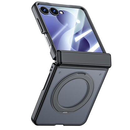 Intergrated Shell And Flim Skin Feel Translucent Magnetic Phone Case With Holder, For Galaxy Z Flip8 5G