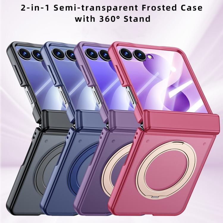 Intergrated Shell And Flim Skin Feel Translucent Magnetic Phone Case With Holder, For Galaxy Z Flip8 5G