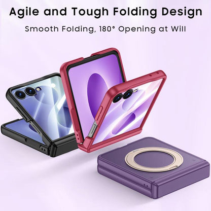 Intergrated Shell And Flim Skin Feel Translucent Magnetic Phone Case With Holder, For Galaxy Z Flip8 5G