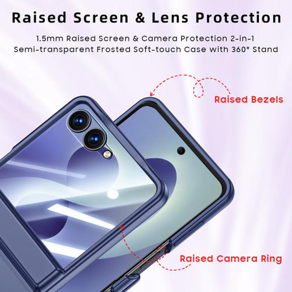 Intergrated Shell And Flim Skin Feel Translucent Magnetic Phone Case With Holder, For Galaxy Z Flip8 5G
