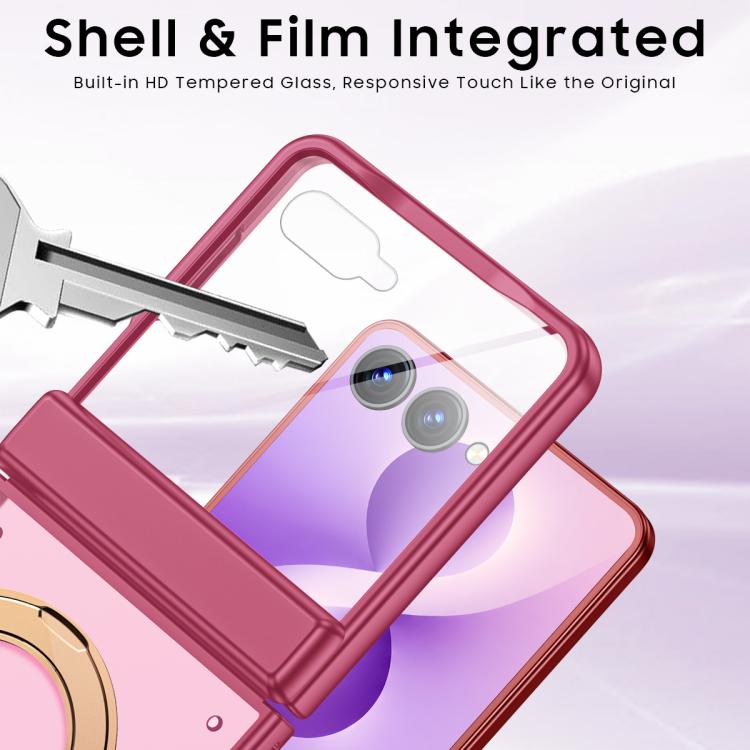 Intergrated Shell And Flim Skin Feel Translucent Magnetic Phone Case With Holder, For Galaxy Z Flip8 5G