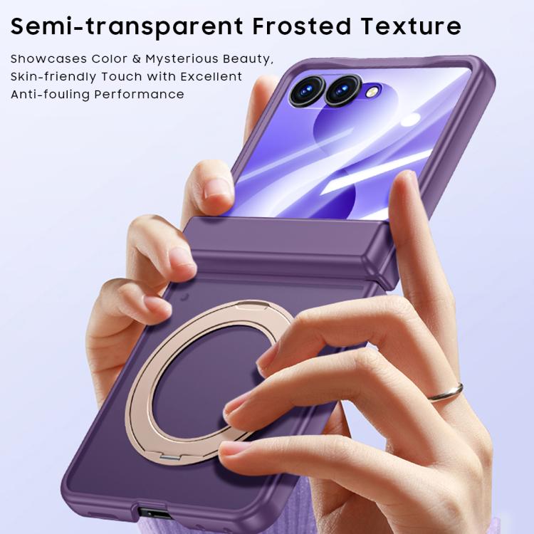 Intergrated Shell And Flim Skin Feel Translucent Magnetic Phone Case With Holder, For Galaxy Z Flip8 5G