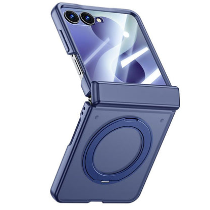 Intergrated Shell And Flim Skin Feel Translucent Magnetic Phone Case With Holder, For Galaxy Z Flip8 5G