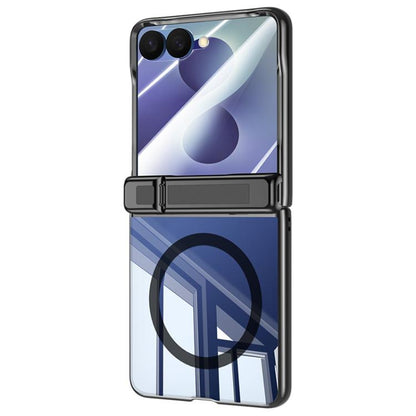 Electroplating Transparent Hinge Holder Magnetic Phone Case, For Galaxy Z Flip8 5G