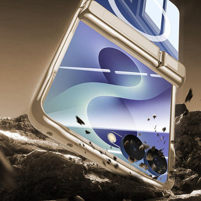 Electroplating Transparent Hinge Holder Magnetic Phone Case, For Galaxy Z Flip8 5G