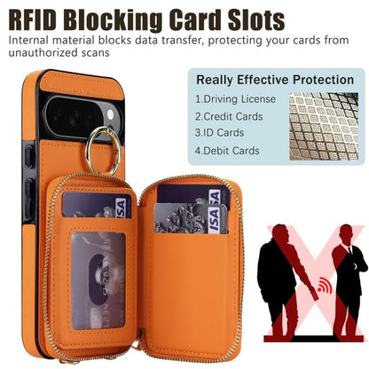Crossbody Rhombic Hanging Ring Zipper Wallet RFID Phone Case, For Google Pixel 10 Pro XL / 9 Pro XL, For Google Pixel 10 / 10 Pro / 9 / 9 Pro