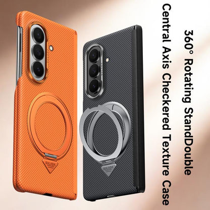 SULADA Kevlar Grid Patterned Skin Feel Rotation Magnetic Holder Phone Case, For Galaxy Z Fold8 Ultra 5G, For Galaxy Z Fold7 5G
