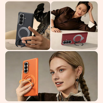 SULADA Kevlar Grid Patterned Skin Feel Rotation Magnetic Holder Phone Case, For Galaxy Z Fold8 Ultra 5G, For Galaxy Z Fold7 5G