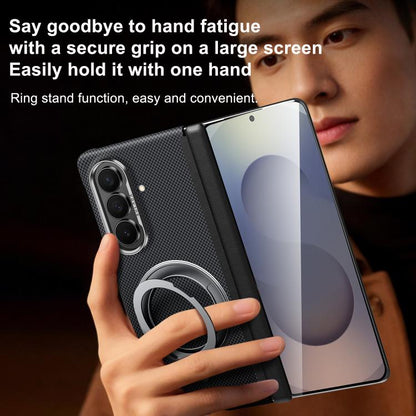 SULADA Kevlar Grid Patterned Skin Feel Rotation Magnetic Holder Phone Case, For Galaxy Z Fold8 Ultra 5G, For Galaxy Z Fold7 5G