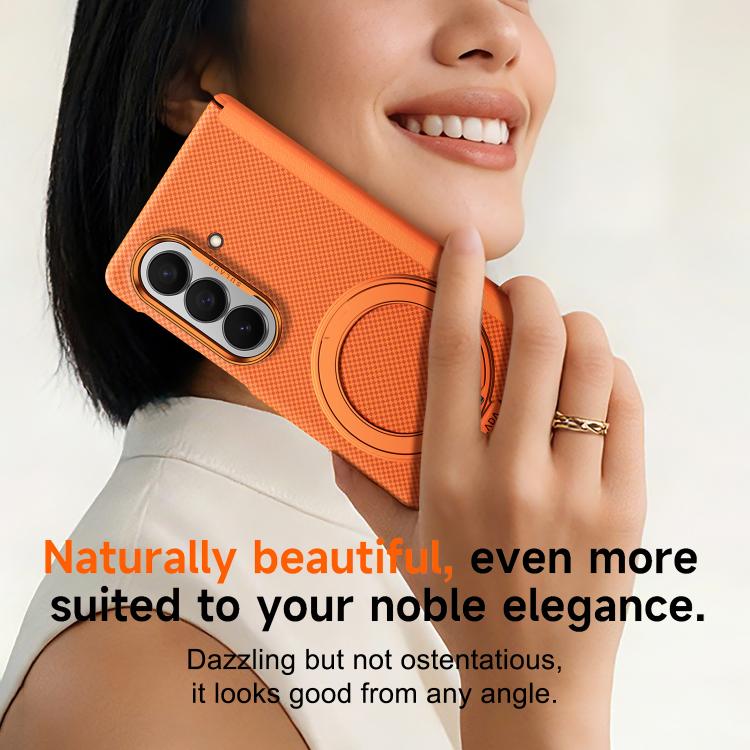 SULADA Kevlar Grid Patterned Skin Feel Rotation Magnetic Holder Phone Case, For Galaxy Z Fold8 Ultra 5G, For Galaxy Z Fold7 5G