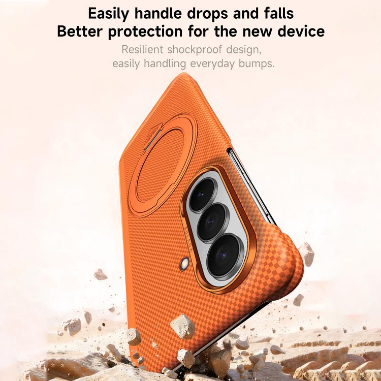 SULADA Kevlar Grid Patterned Skin Feel Rotation Magnetic Holder Phone Case, For Galaxy Z Fold8 Ultra 5G, For Galaxy Z Fold7 5G