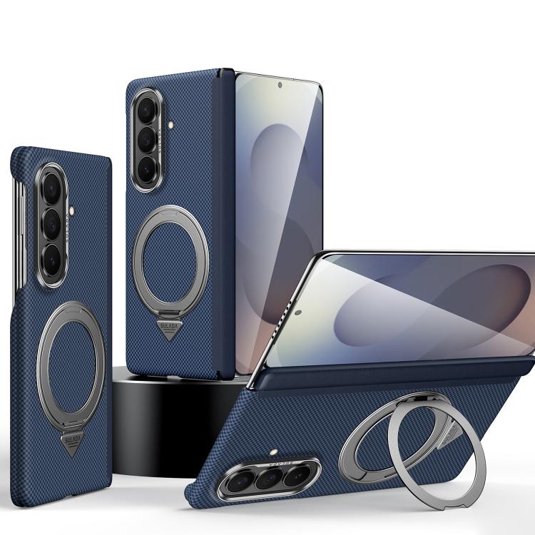 SULADA Kevlar Grid Patterned Skin Feel Rotation Magnetic Holder Phone Case, For Galaxy Z Fold8 Ultra 5G, For Galaxy Z Fold7 5G