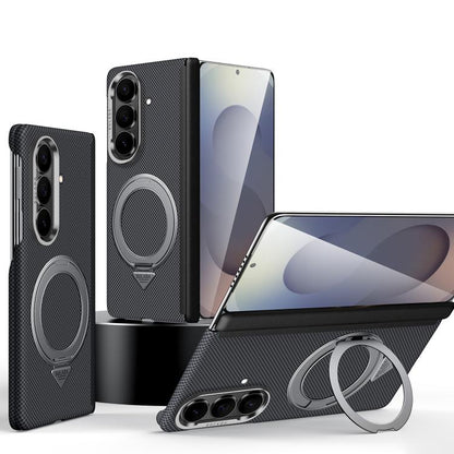 SULADA Kevlar Grid Patterned Skin Feel Rotation Magnetic Holder Phone Case, For Galaxy Z Fold8 Ultra 5G, For Galaxy Z Fold7 5G