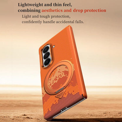 SULADA Kevlar Pixel Grid Texture Rotation Magnetic Holder Phone Case, For Galaxy Z Fold8 Ultra 5G, For Galaxy Z Fold7 5G