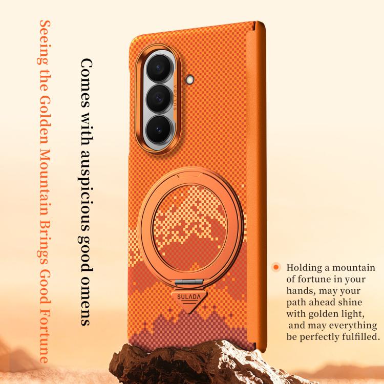 SULADA Kevlar Pixel Grid Texture Rotation Magnetic Holder Phone Case, For Galaxy Z Fold8 Ultra 5G, For Galaxy Z Fold7 5G