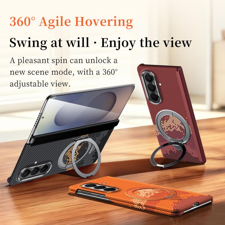 SULADA Kevlar Pixel Grid Texture Rotation Magnetic Holder Phone Case, For Galaxy Z Fold8 Ultra 5G, For Galaxy Z Fold7 5G