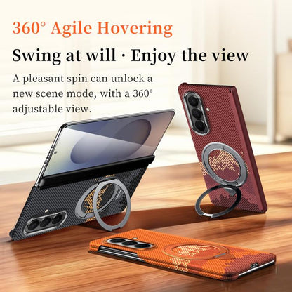 SULADA Kevlar Pixel Grid Texture Rotation Magnetic Holder Phone Case, For Galaxy Z Fold8 Ultra 5G, For Galaxy Z Fold7 5G