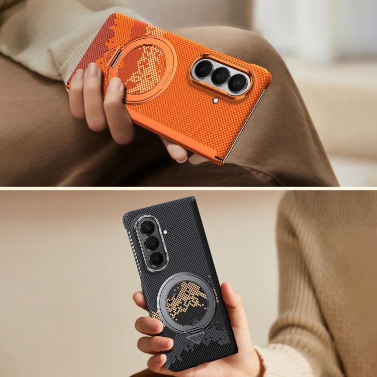 SULADA Kevlar Pixel Grid Texture Rotation Magnetic Holder Phone Case, For Galaxy Z Fold8 Ultra 5G, For Galaxy Z Fold7 5G