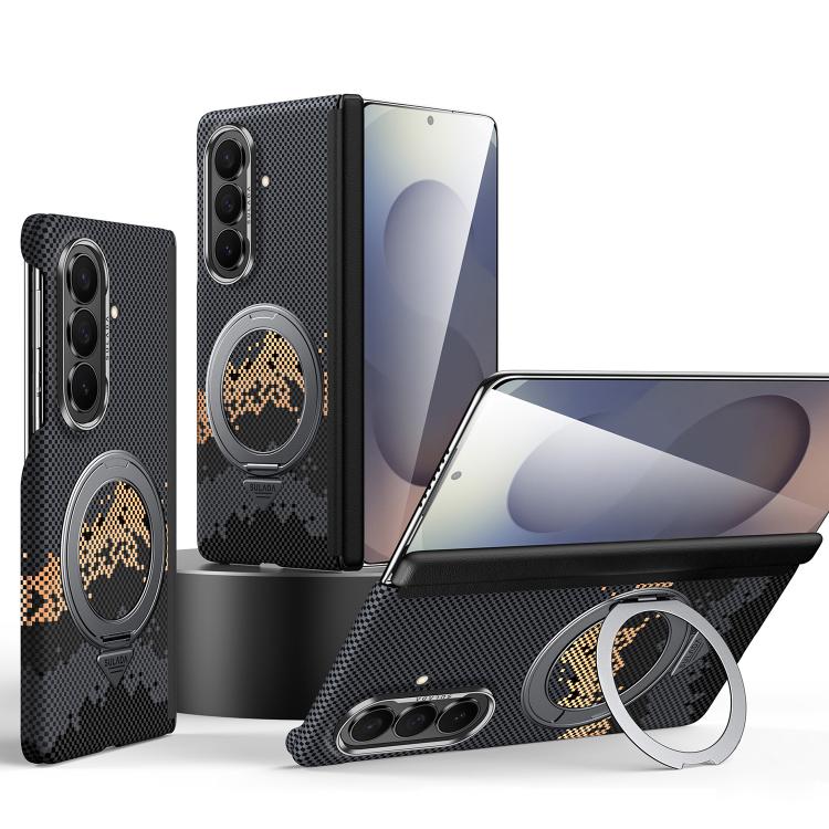 SULADA Kevlar Pixel Grid Texture Rotation Magnetic Holder Phone Case, For Galaxy Z Fold8 Ultra 5G, For Galaxy Z Fold7 5G