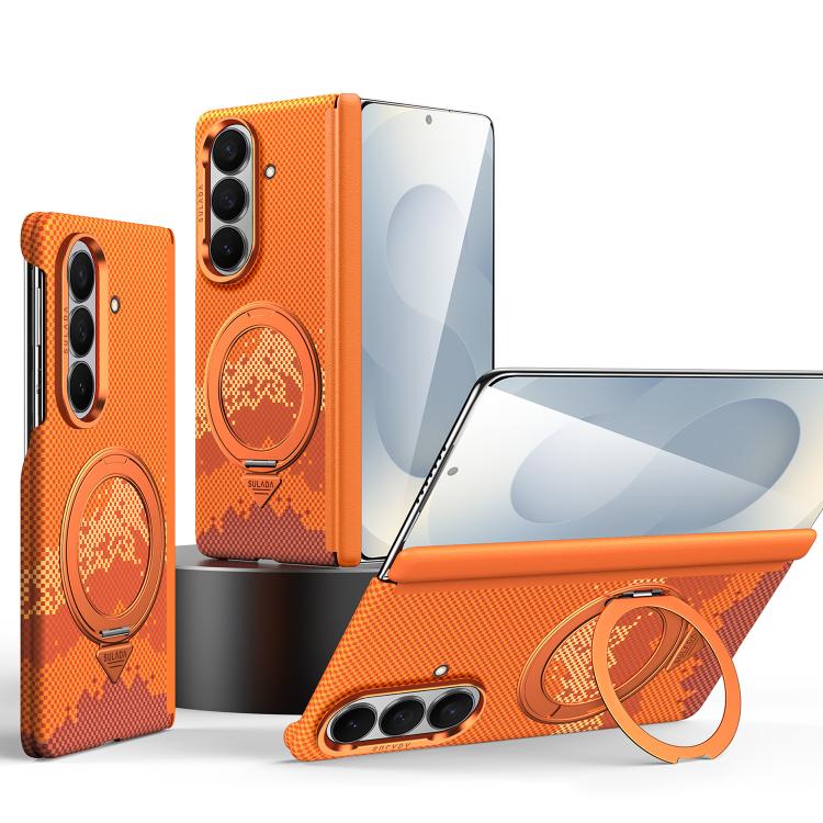 SULADA Kevlar Pixel Grid Texture Rotation Magnetic Holder Phone Case, For Galaxy Z Fold8 Ultra 5G, For Galaxy Z Fold7 5G