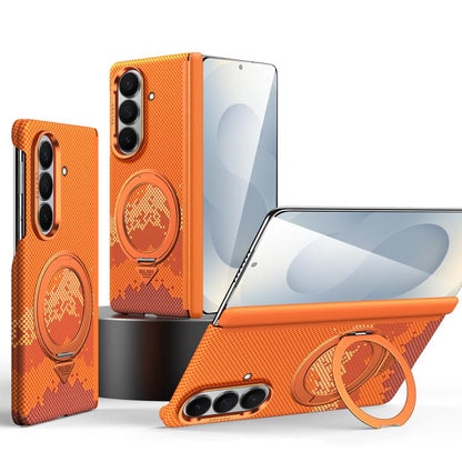SULADA Kevlar Pixel Grid Texture Rotation Magnetic Holder Phone Case, For Galaxy Z Fold8 Ultra 5G, For Galaxy Z Fold7 5G
