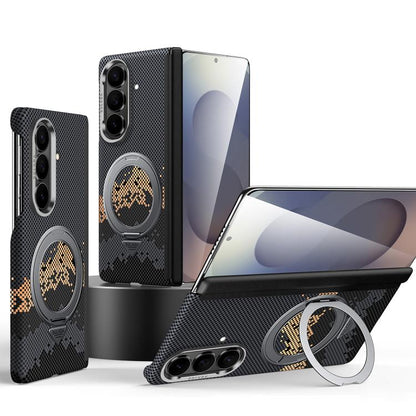 SULADA Kevlar Pixel Grid Texture Rotation Magnetic Holder Phone Case, For Galaxy Z Fold8 Ultra 5G, For Galaxy Z Fold7 5G