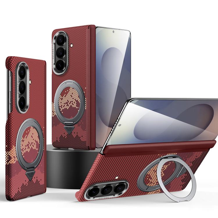 SULADA Kevlar Pixel Grid Texture Rotation Magnetic Holder Phone Case, For Galaxy Z Fold8 Ultra 5G, For Galaxy Z Fold7 5G