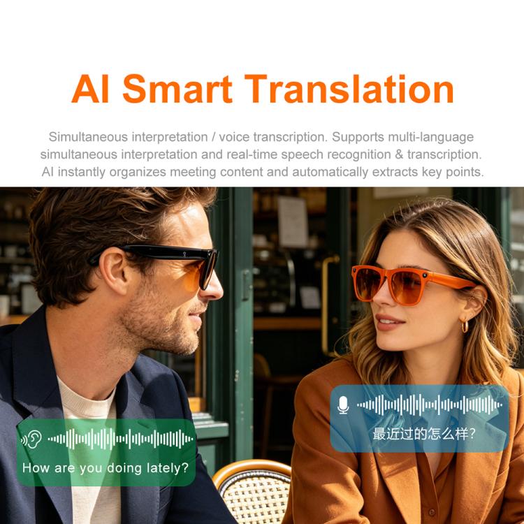 XK One Pro Smart AI Translation Glasses with 8MP HD Camera, Video Recording, WiFi Transmission, Al Smart Voice Assistant, 8MP Camera