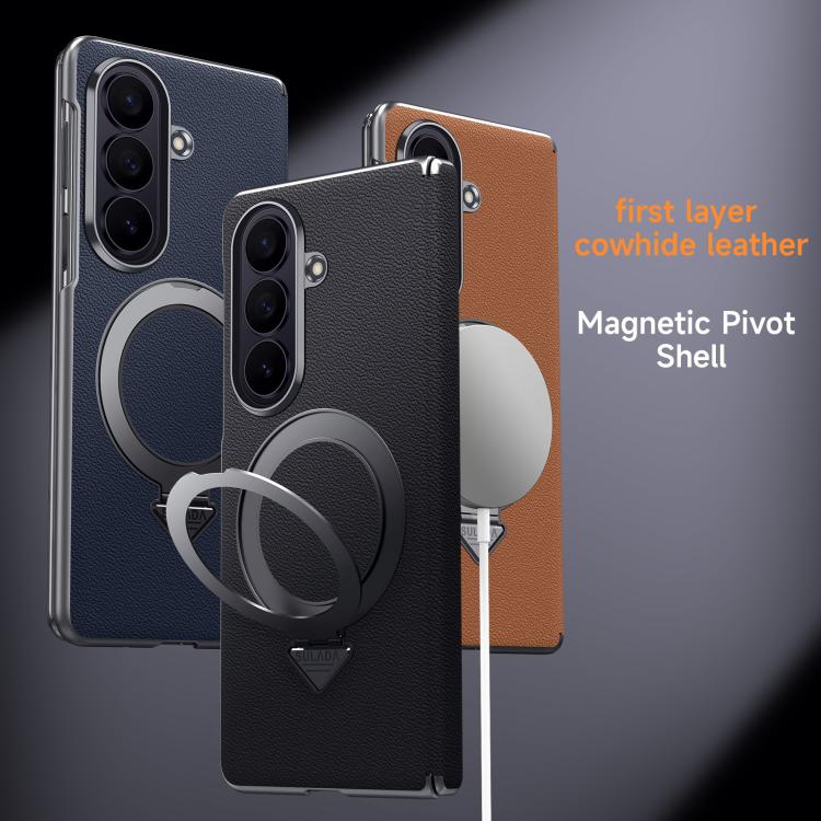 SULADA Top Grain Leather MagSafe Magnetic Holder Phone Case, For Galaxy Z Fold8 Ultra 5G