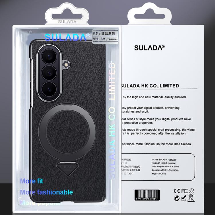SULADA Top Grain Leather MagSafe Magnetic Holder Phone Case, For Galaxy Z Fold8 Ultra 5G