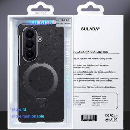 SULADA Top Grain Leather MagSafe Magnetic Holder Phone Case, For Galaxy Z Fold8 Ultra 5G