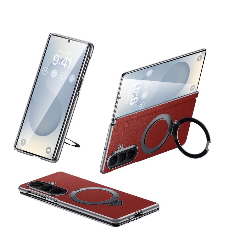 SULADA Top Grain Leather MagSafe Magnetic Holder Phone Case, For Galaxy Z Fold8 Ultra 5G