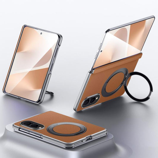SULADA Top Grain Leather MagSafe Magnetic Holder Phone Case, For Galaxy Z Fold8 5G, For Galaxy Z Fold8 Ultra 5G
