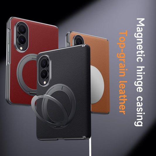 SULADA Top Grain Leather MagSafe Magnetic Holder Phone Case, For Galaxy Z Fold8 5G, For Galaxy Z Fold8 Ultra 5G
