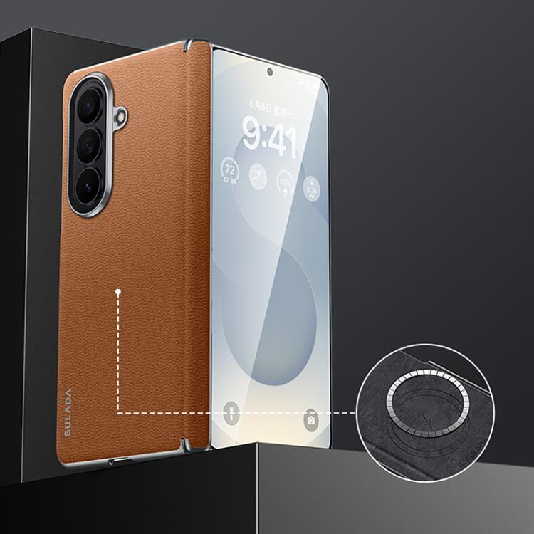 SULADA Frameless Top Layer Cowhide Leather PC Phone Case, For Galaxy Z Fold8 Ultra 5G