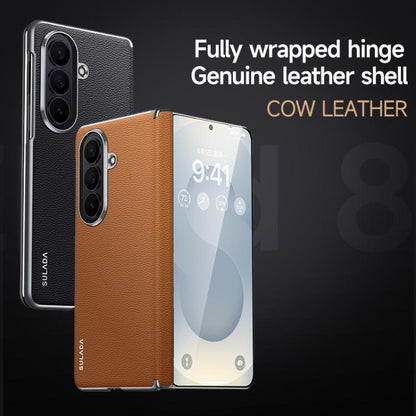 SULADA Frameless Top Layer Cowhide Leather PC Phone Case, For Galaxy Z Fold8 Ultra 5G