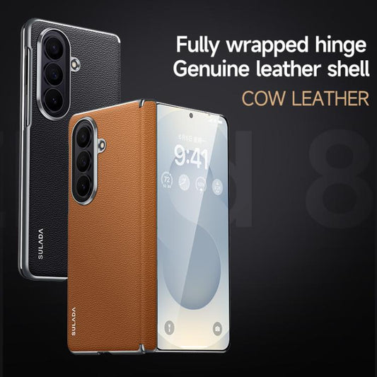 SULADA Frameless Top Layer Cowhide Leather PC Phone Case, For Galaxy Z Fold8 Ultra 5G