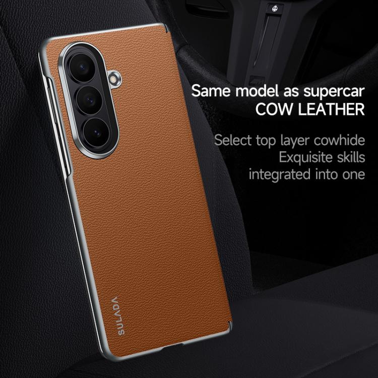 SULADA Frameless Top Layer Cowhide Leather PC Phone Case, For Galaxy Z Fold8 Ultra 5G