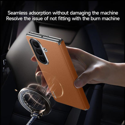 SULADA Frameless Top Layer Cowhide Leather PC Phone Case, For Galaxy Z Fold8 Ultra 5G