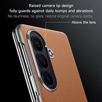 SULADA Frameless Top Layer Cowhide Leather PC Phone Case, For Galaxy Z Fold8 Ultra 5G
