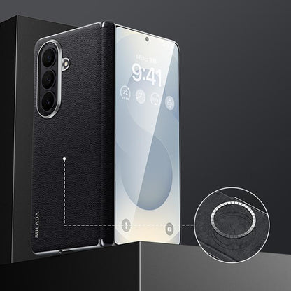 SULADA Frameless Top Layer Cowhide Leather PC Phone Case, For Galaxy Z Fold8 5G, For Galaxy Z Fold8 Ultra 5G