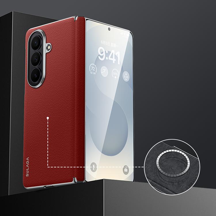 SULADA Frameless Top Layer Cowhide Leather PC Phone Case, For Galaxy Z Fold8 Ultra 5G