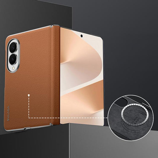 SULADA Frameless Top Layer Cowhide Leather PC Phone Case, For Galaxy Z Fold8 5G, For Galaxy Z Fold8 Ultra 5G