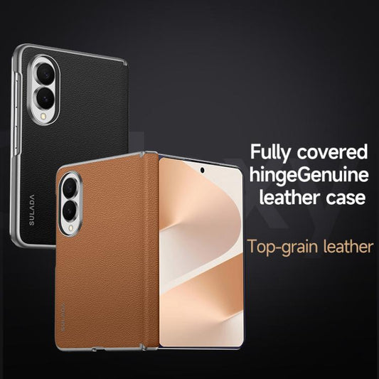SULADA Frameless Top Layer Cowhide Leather PC Phone Case, For Galaxy Z Fold8 5G, For Galaxy Z Fold8 Ultra 5G