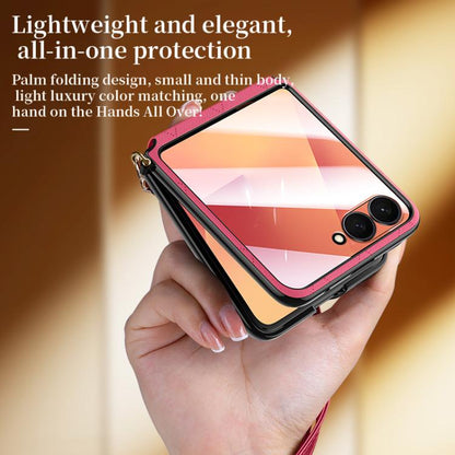 SULADA Elegant Rhombic Texture Folding Phone Case with Lanyard, For Galaxy Z Flip8 5G