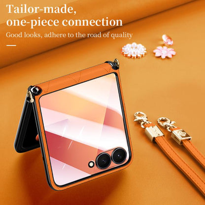 SULADA Elegant Rhombic Texture Folding Phone Case with Lanyard, For Galaxy Z Flip8 5G