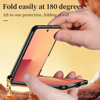 SULADA Elegant Rhombic Texture Folding Phone Case with Lanyard, For Galaxy Z Flip8 5G